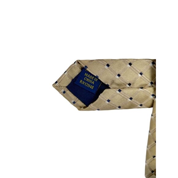 Club Room Mens Beige and Blue Checkered Silk Tie - Picture 3 of 8